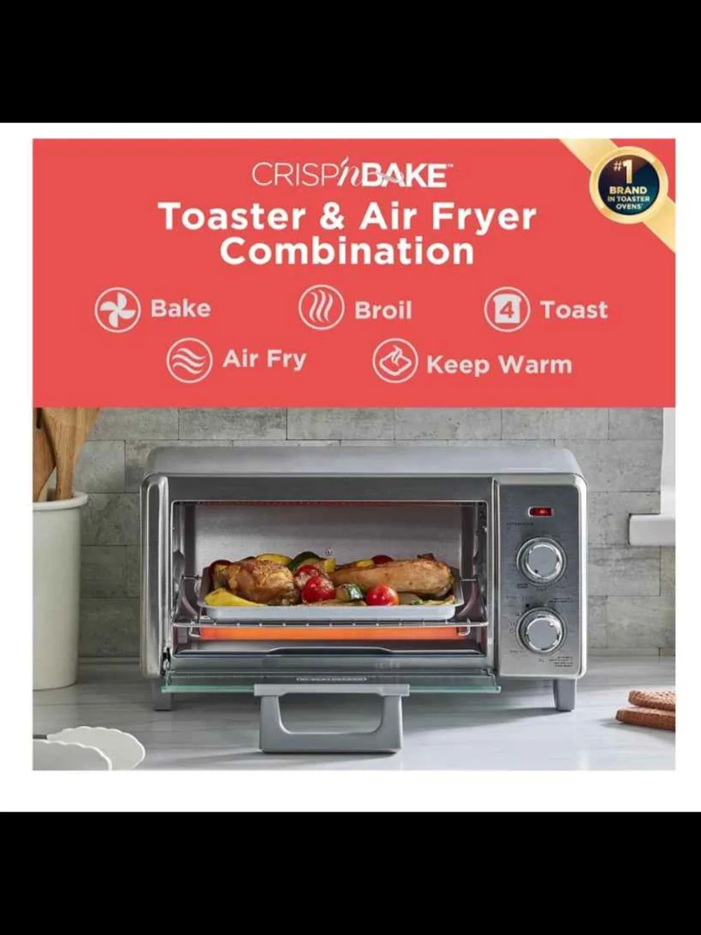 BLACK+DECKER Stainless Steel Air Fry Toaster Oven - Silver